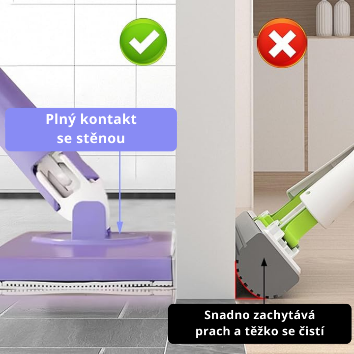 Mini mop s výměnným hadříkem, design rukojeti pro tlačení a tažení s jednorázovým ručníkem