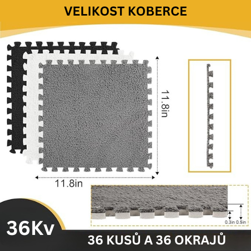 Koberec Z Plyšových Puzzle (Šedá + Bílá)