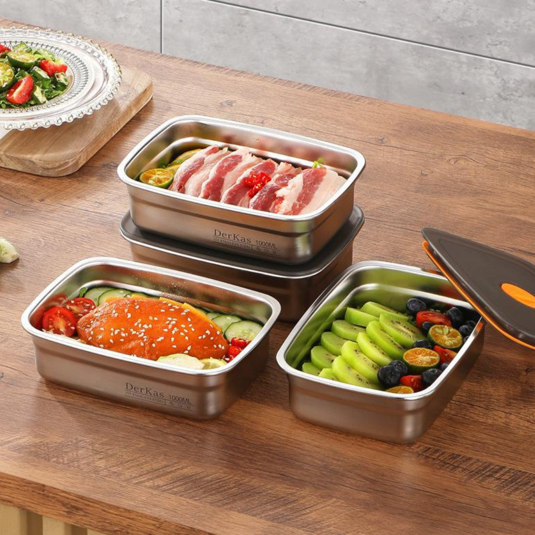 🍱 Nádoba na potraviny z nerezové oceli 316 s vakučním víkem – 1000 ml (19*13,5*5,5cm)