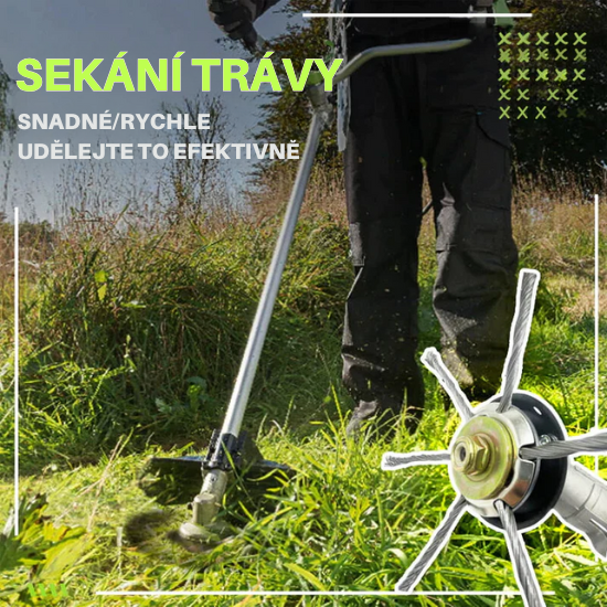 ⚡ Hlava sekačky má 6 větví pletených ze silného ocelového drátu