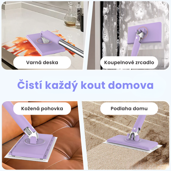 Mini mop s výměnným hadříkem, design rukojeti pro tlačení a tažení s jednorázovým ručníkem