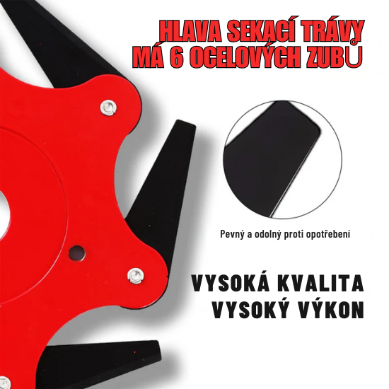 Ocelová hlava sekačky na trávu se 6 zuby (včetně příslušenství)