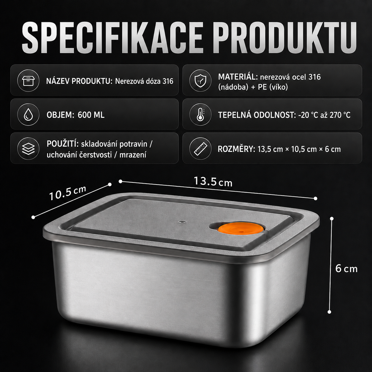 Mini Podnos Z Nerezové Oceli Premium V Japonském Stylu (13x10x5cm)