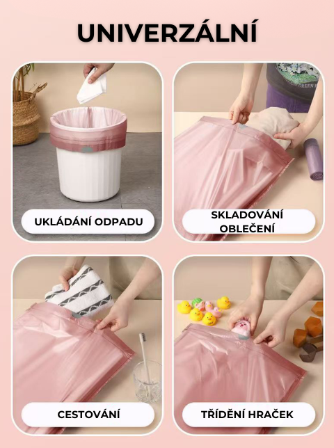 Růžový stahovací odpadkový pytel Iceberry