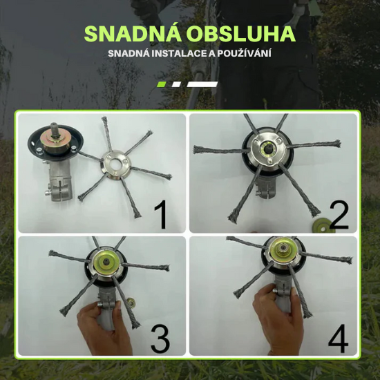 Hlava sekačky má 6 větví pletených ze silného ocelového drátu (ĐANG TEST KHÔNG CHẠY)
