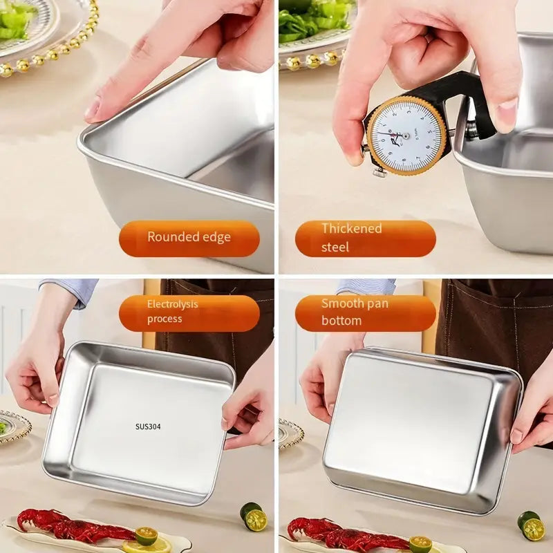 304 Krabice Na Víko Servírovacího Tácku Z Nerezové Oceli (25 x 20 x 5 cm)