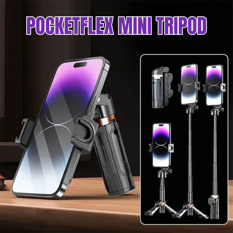 Pocketflex Mini Tripod 2025 📷 Stativ a selfie tyč 3 v 1 s dálkovým ovládáním Bluetooth pro zachycení nezapomenutelných okamžiků