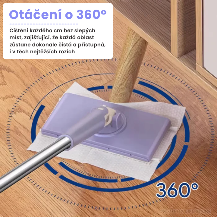 Mini mop s výměnným hadříkem, design rukojeti pro tlačení a tažení s jednorázovým ručníkem