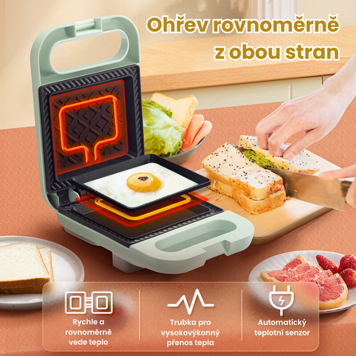 Kompaktní a nepřilnavý sendvičovač s výkonem 650W