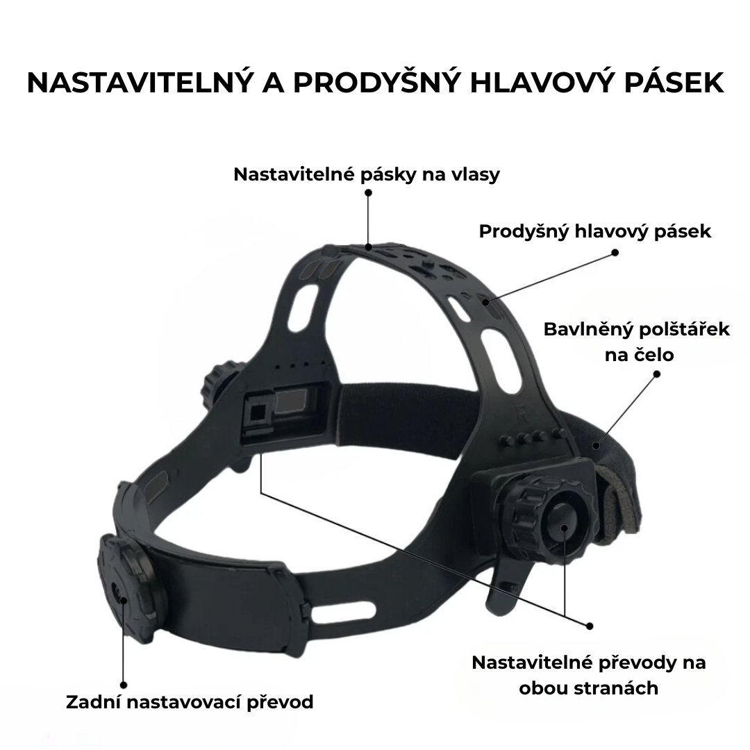 Prémiová samostmívací svářečská maska s LED osvětlením, lehká na nošení, s plnou ochranou očí
