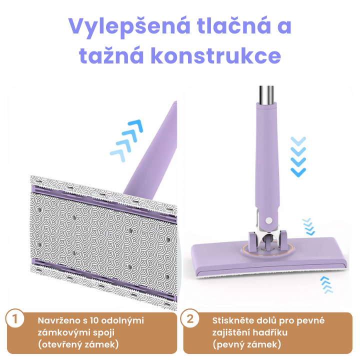 Mini mop s výměnným hadříkem, design rukojeti pro tlačení a tažení s jednorázovým ručníkem