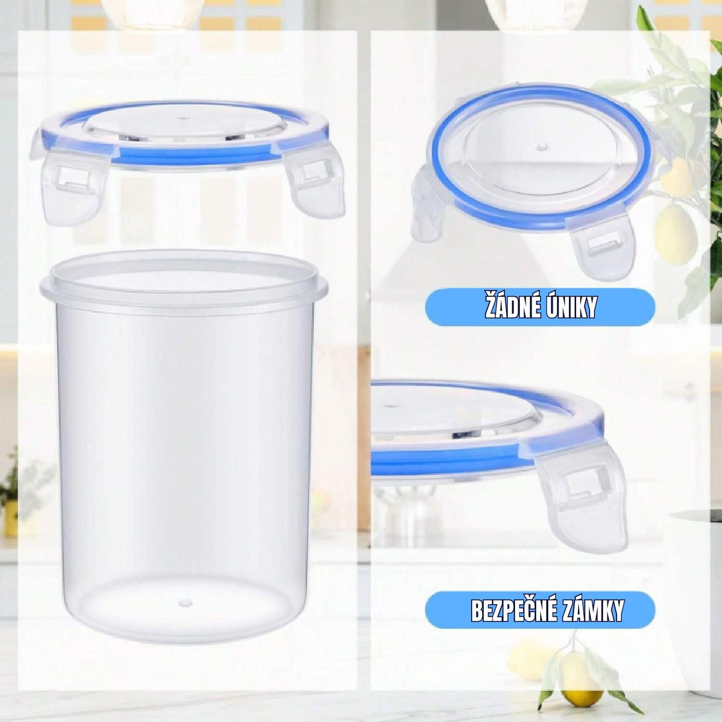 Hermetická úložná nádoba na kuchyň, plastový kontejner na uchovávání potravin (1000 ml)