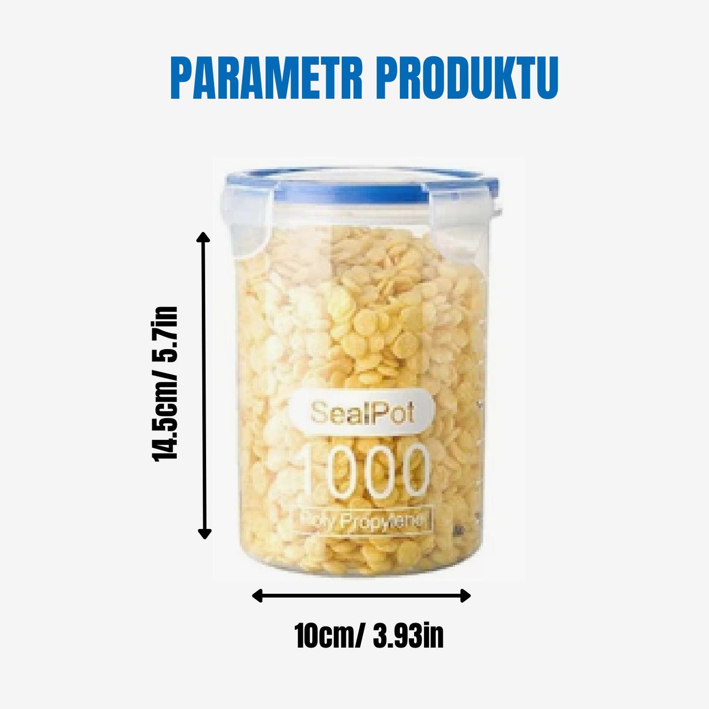Hermetická úložná nádoba na kuchyň, plastový kontejner na uchovávání potravin (1000 ml)