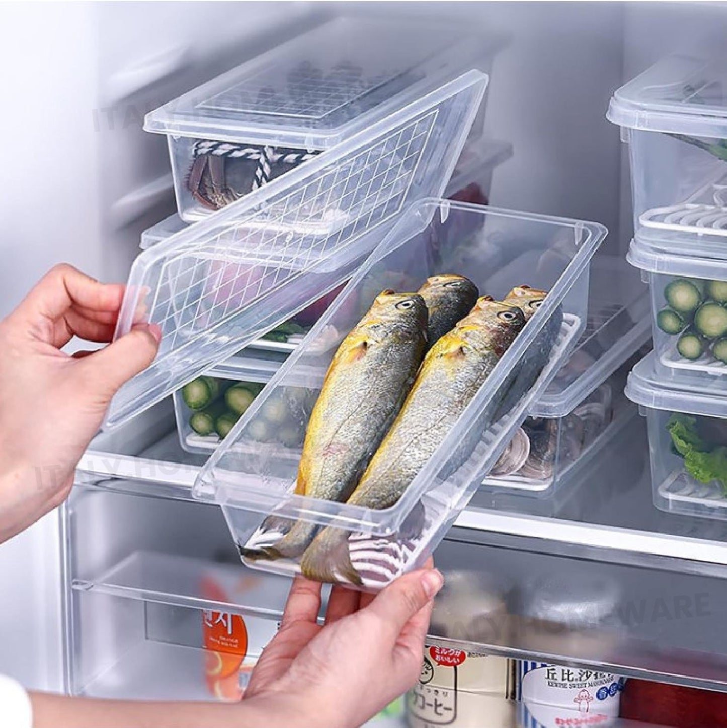 Organizér Do Lednice S Odnímatelnou Odkapávací Miskou & Těsnicími Víčky, Úložné Boxy Do Lednice Udržují Ovoce A Zeleninu Déle Čerstvé, Objem (1500ML).