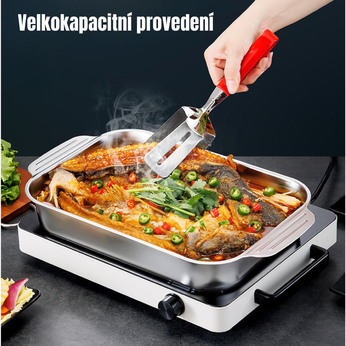Kuchyňský podnos SUS304 pro vaření horkého hrnce, vaření ryb v páře, grilování a konzervování potravin