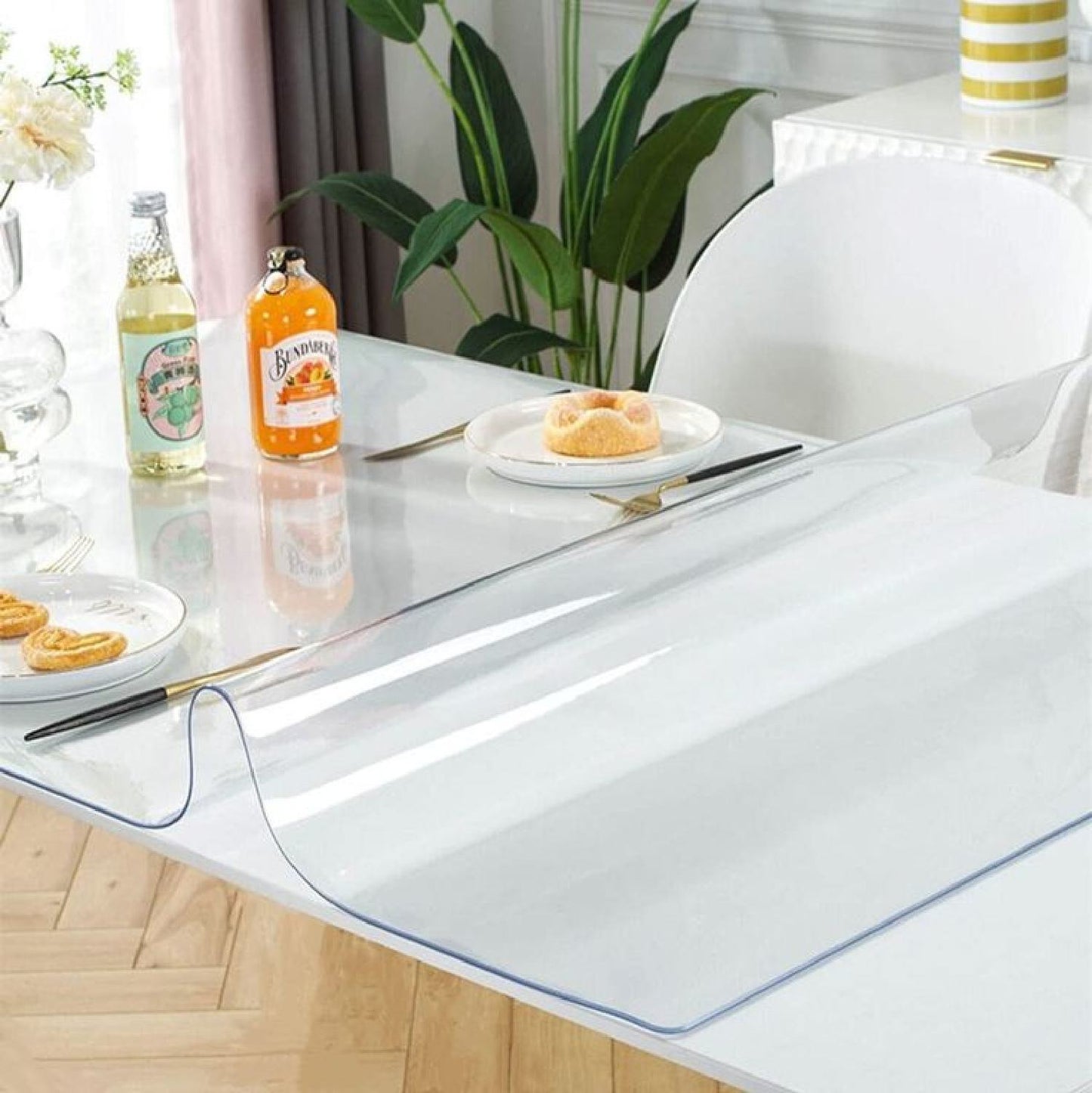 Průhledný PVC ubrus odolný vůči teplu, měkké sklo, silný plast, voděodolný a odolný proti oleji (90*180cm)