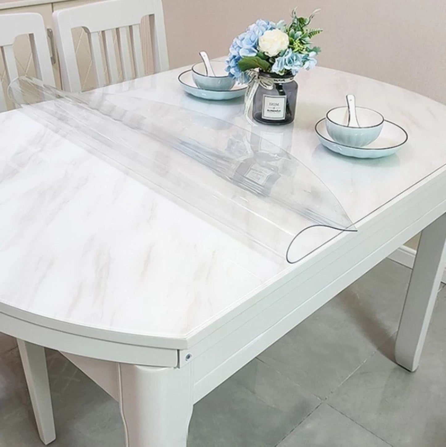 Průhledný PVC ubrus odolný vůči teplu, měkké sklo, silný plast, voděodolný a odolný proti oleji (90*180cm)