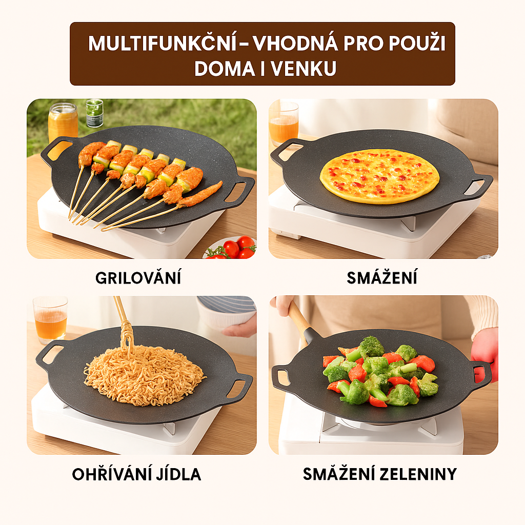 Multifunkční Pánev S 6vrstvým Nepřilnavým Povrchem, Vhodná Pro Indukční Desky
