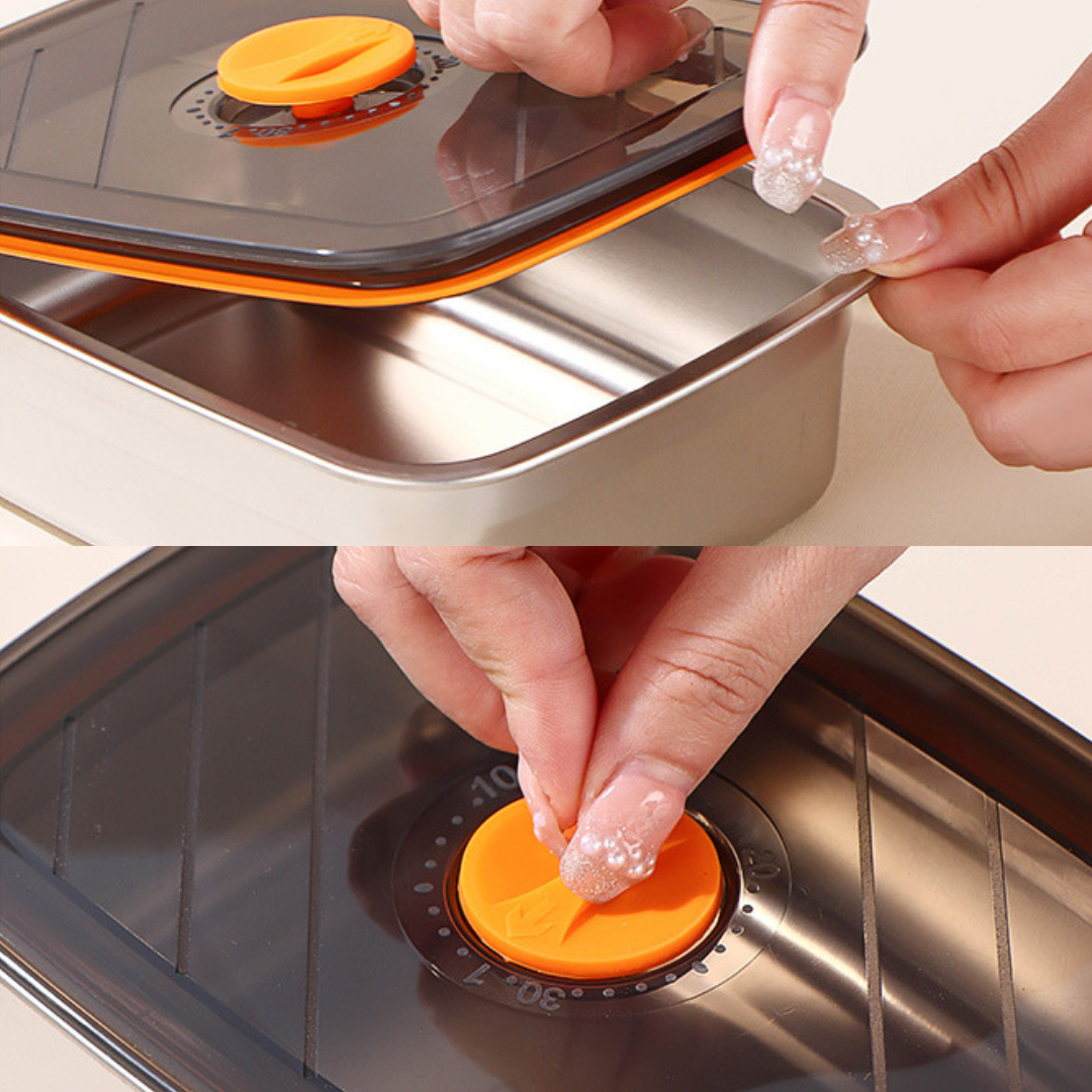 ⭐️ Antibakteriální Vakuová Nádoba Na Potraviny Z Nerezové Oceli, Velká Velikost 1500ml (19 x 14 x 8 cm)