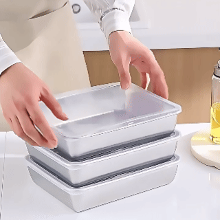 Kontejner z nerezové oceli 304 – Čerstvost až 1 měsíc (2,1 L – 25,2 × 19,7 × 5,7 cm) | Sleva 70%!