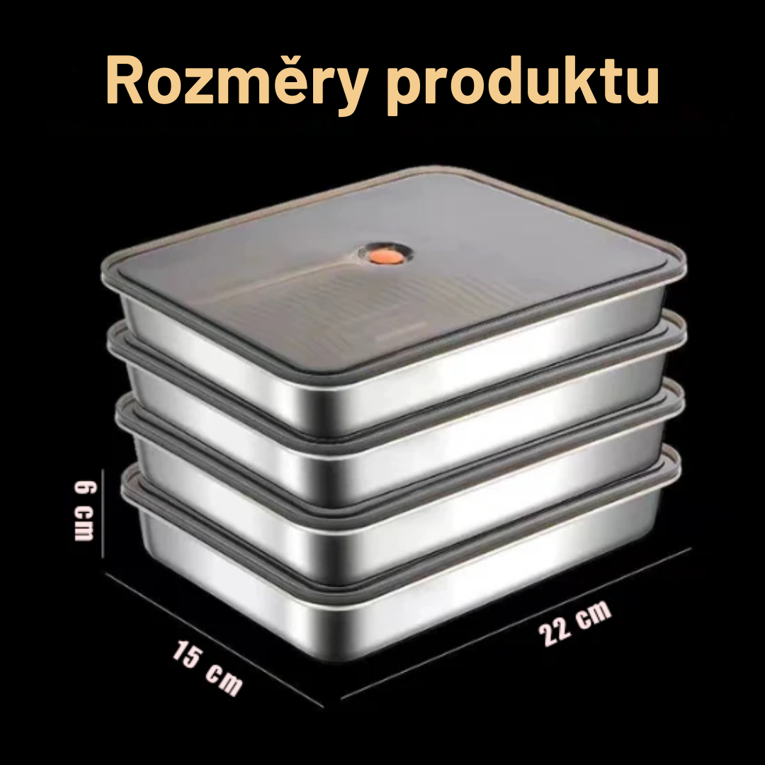 Vakuová nerezová nádoba na potraviny 304 – Antibakteriální, vzduchotěsná (22x15x6 cm)