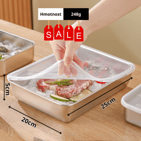 304 Krabice Na Víko Servírovacího Tácku Z Nerezové Oceli (25 x 20 x 5 cm)