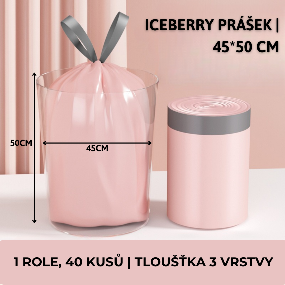 Růžový stahovací odpadkový pytel Iceberry