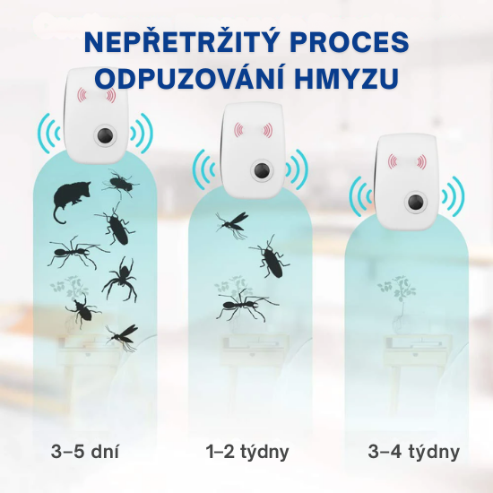 Elektronický ultrazvukový odpuzovač hmyzu, proti komárům, myším, švábům, odpuzovač hmyzu dle standardů EU
