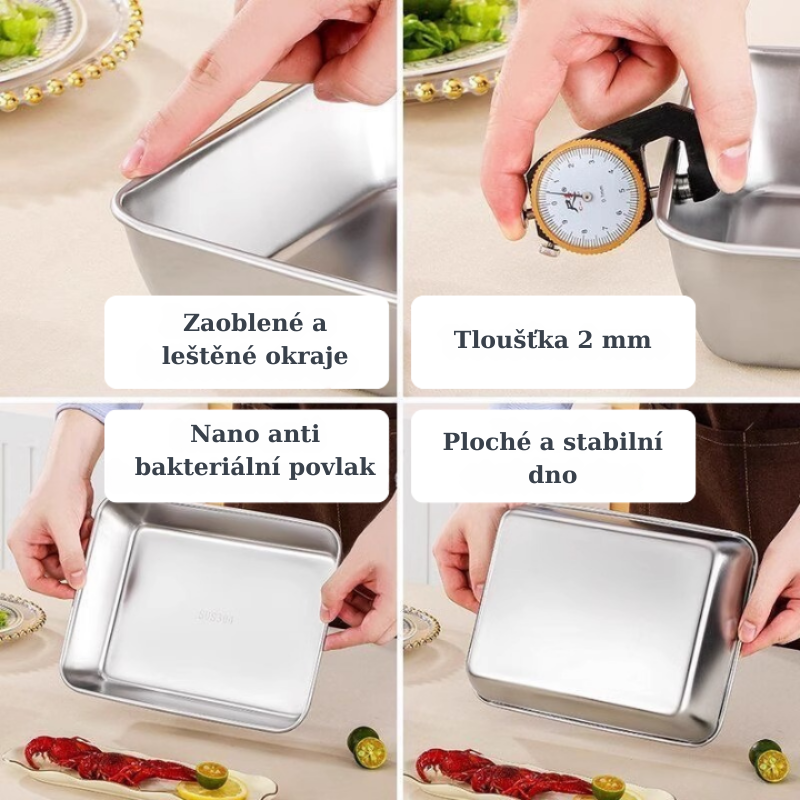 Kontejner z nerezové oceli 304 – Čerstvost až 1 měsíc (2,1 L – 25,2 × 19,7 × 5,7 cm) | Sleva 70%!