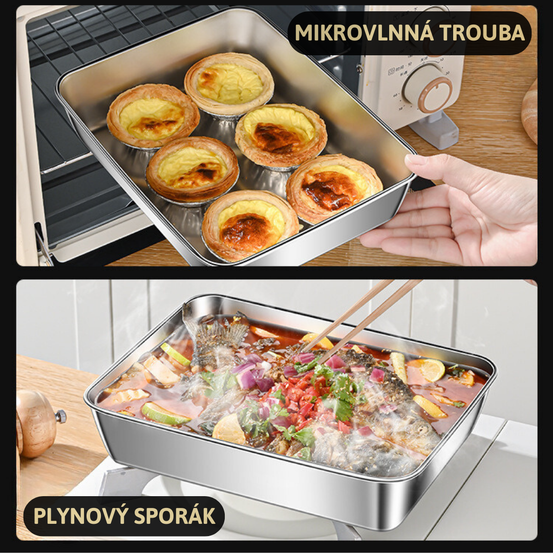 Nádoba na potraviny z nerezové oceli 304 – Dlouhotrvající čerstvost a maximální bezpečnost (25×20×5 cm)