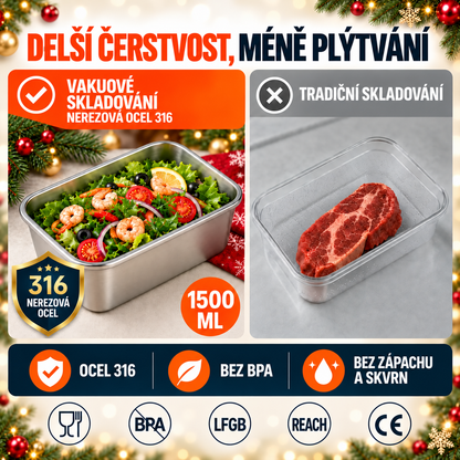 [🎁ZÍSKEJTE 12, ZAPLAŤTE 6] Potravinové Dózy Z Nerezové Oceli 316 ( VELKÁ VELIKOST – 1500 ML)