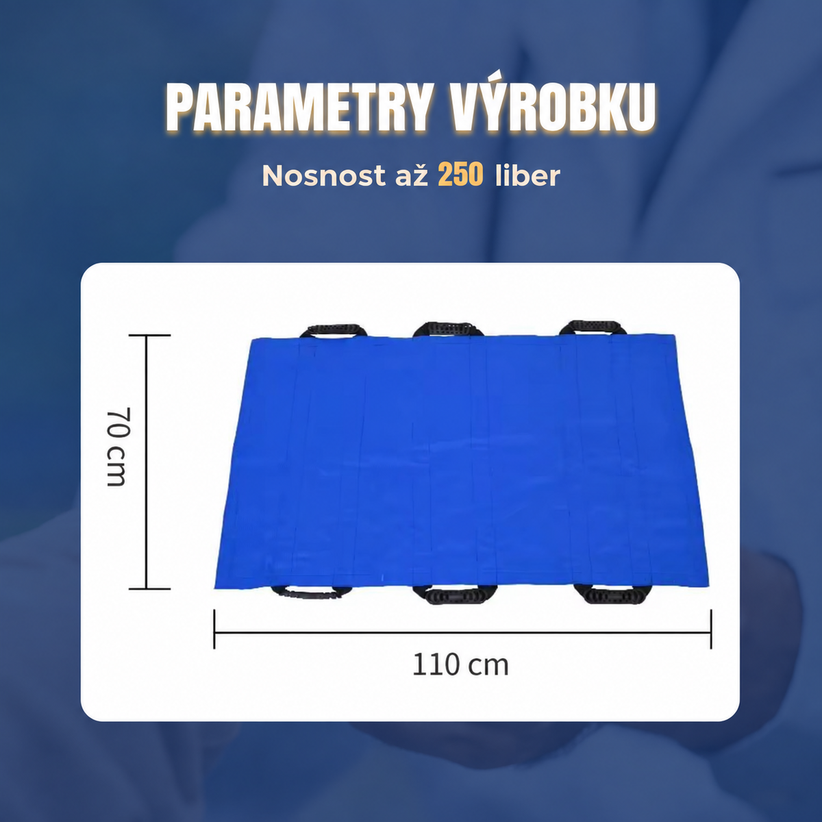 Podložka pro přesun pacientů se 6 zesílenými madly, víceúčelová zdravotnická podložka pro lůžko a seniory