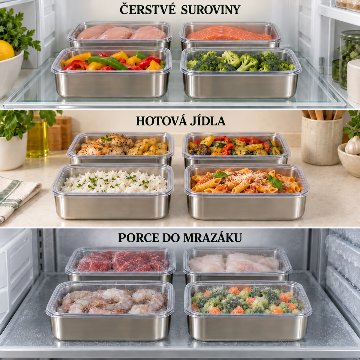 SLEVA 70 % + 6 KUSŮ ZDARMA | Dózy z nerezové oceli 304, 2400 ml