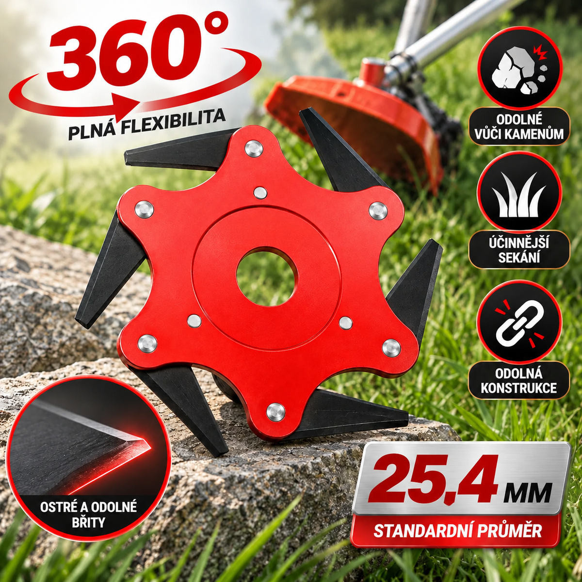 [🎁 7 PŘÍSLUŠENSTVÍ ZDARMA] – Žací kotouč se 6 čepelemi z manganové oceli