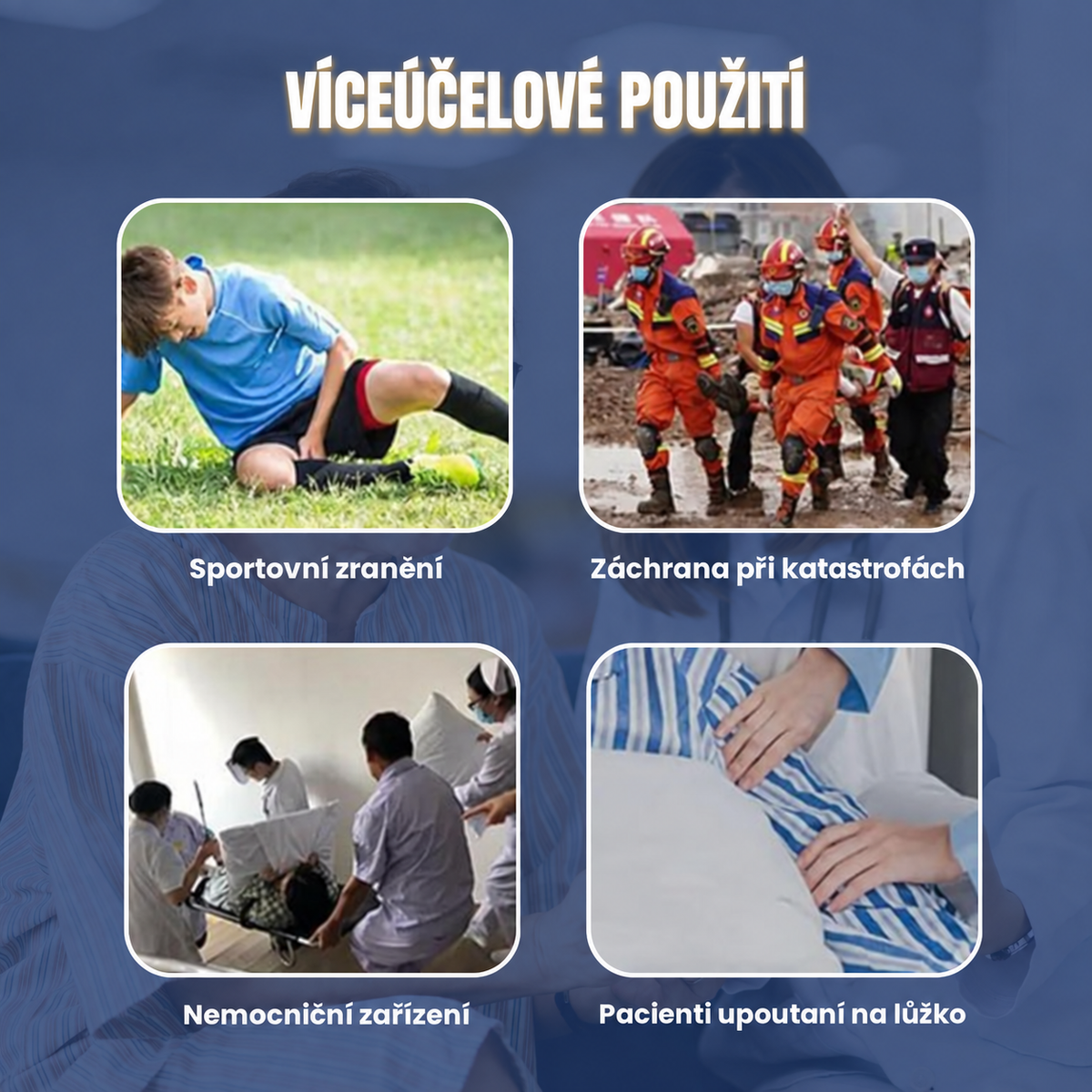 Podložka pro přesun pacientů se 6 zesílenými madly, víceúčelová zdravotnická podložka pro lůžko a seniory