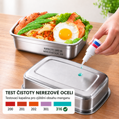 Antibakteriální Vakuová Nádoba Na Potraviny Z Nerezové Oceli, Velká Velikost 1500ml (19x4x8 cm)