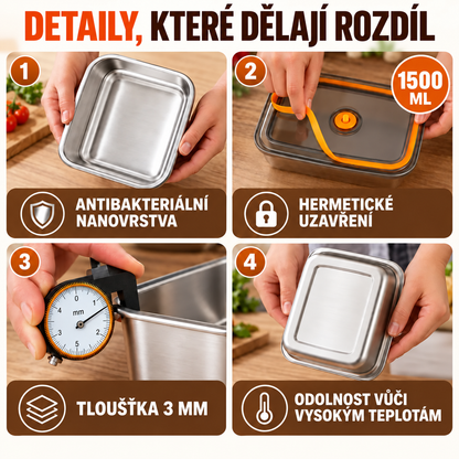 [🎁ZÍSKEJTE 12, ZAPLAŤTE 6] Potravinové Dózy Z Nerezové Oceli 316 ( VELKÁ VELIKOST – 1500 ML)