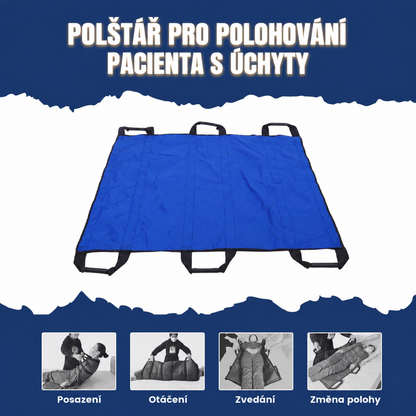 Podložka pro přesun pacientů se 6 zesílenými madly, víceúčelová zdravotnická podložka pro lůžko a seniory