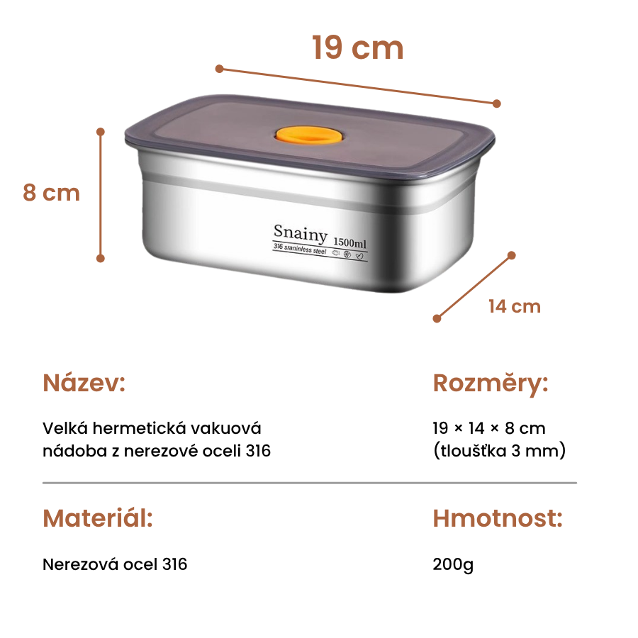 🇨🇿 (6+3 ZDARMA) Velká vakuová nádoba z nerezové oceli 316 německé kvality – 1500 ml