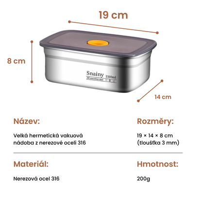 🇨🇿 (6+3 ZDARMA) Velká vakuová nádoba z nerezové oceli 316 německé kvality – 1500 ml
