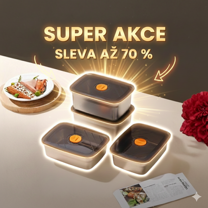 6 + 🎁3 ZDARMA | Potravinové dózy z nerezové oceli 316