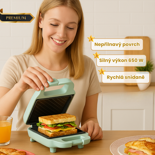 Kompaktní a nepřilnavý sendvičovač s výkonem 650W