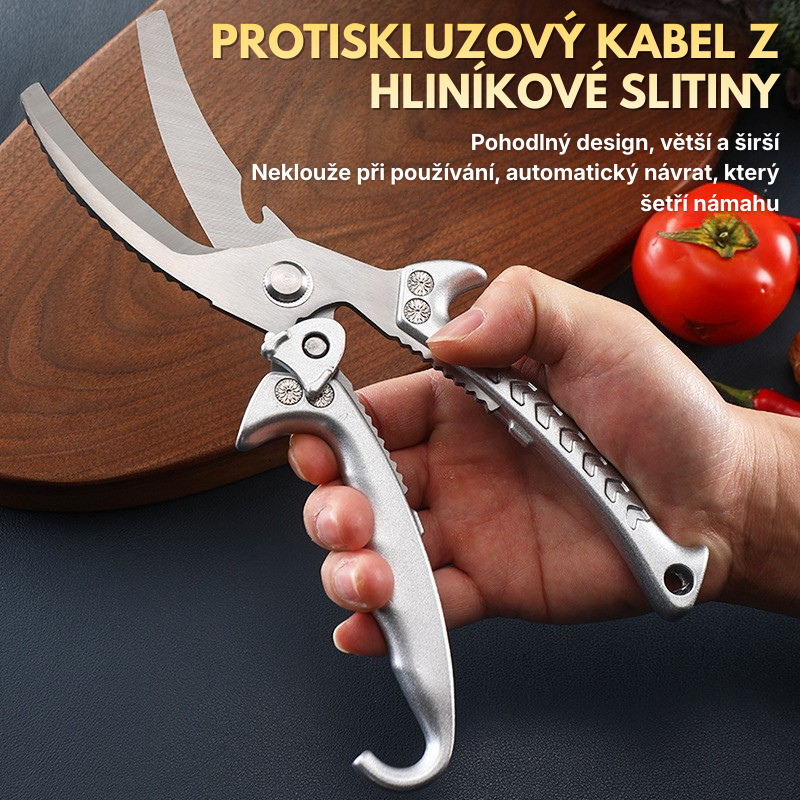 Multifunkční Kuchyňské Nůžky Z Nerezové Oceli S Bezpečnostní Pojistkou – Profesionální Nůžky Na Řezání Kostí
