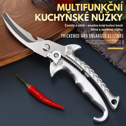 Multifunkční Kuchyňské Nůžky Z Nerezové Oceli S Bezpečnostní Pojistkou – Profesionální Nůžky Na Řezání Kostí