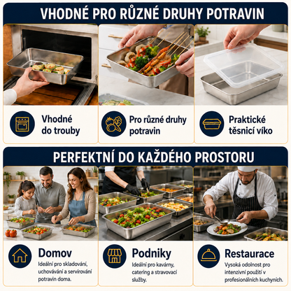 Nerezové dózy SUS304 | Udrží potraviny déle čerstvé (25×20×5 cm)