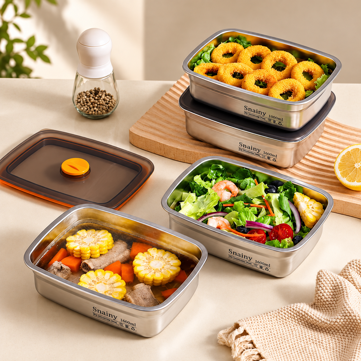 Best Seller | Prémiová dóza z nerezové oceli SUS316 s vakuovým víkem (19×14×6 cm)