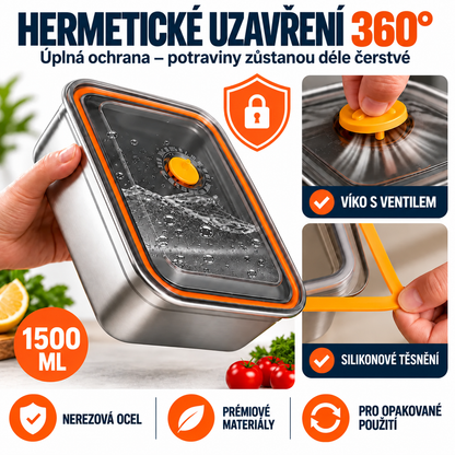 [🎁ZÍSKEJTE 12, ZAPLAŤTE 6] Potravinové Dózy Z Nerezové Oceli 316 ( VELKÁ VELIKOST – 1500 ML)