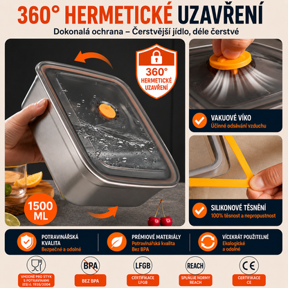 6 + 🎁3 ZDARMA | Potravinové Dózy Z Nerezové Oceli 316 –  Kompaktní, těsné, bez BPA