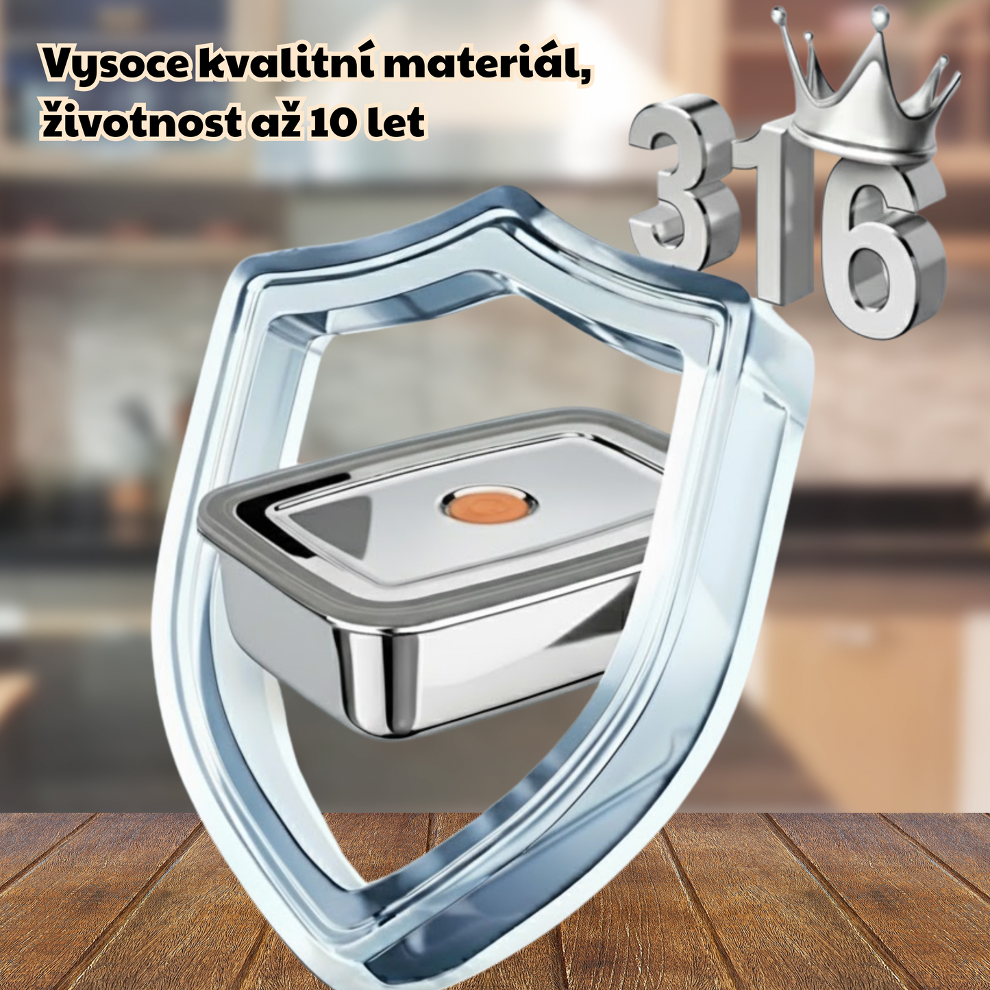 Velká vakuová nádoba na potraviny z antibakteriální nerezové oceli, 1000 ml (19 × 14 × 6 cm)