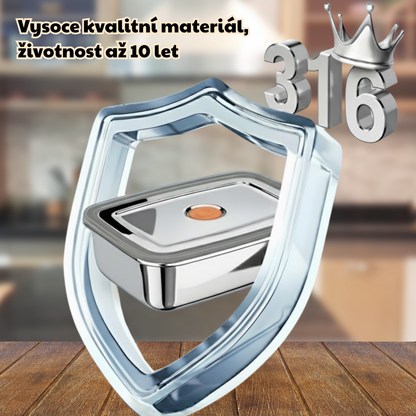 Velká vakuová nádoba na potraviny z antibakteriální nerezové oceli, 1000 ml (19 × 14 × 6 cm)